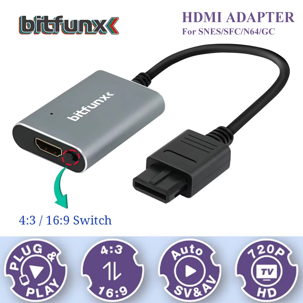 Retro Gaming Nintendo - Bitfunx 720P Adapter S-Video / AV
